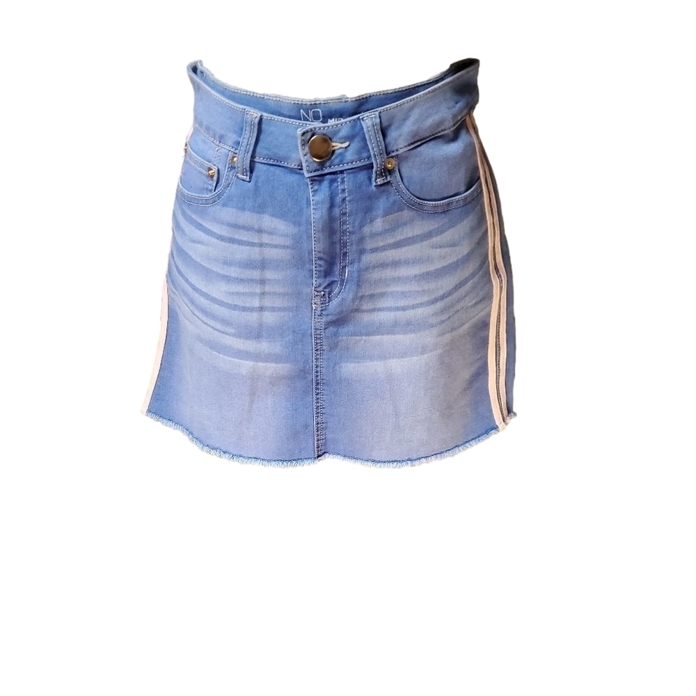 No Boundaries Jean Skirt Blue Striped Size 11